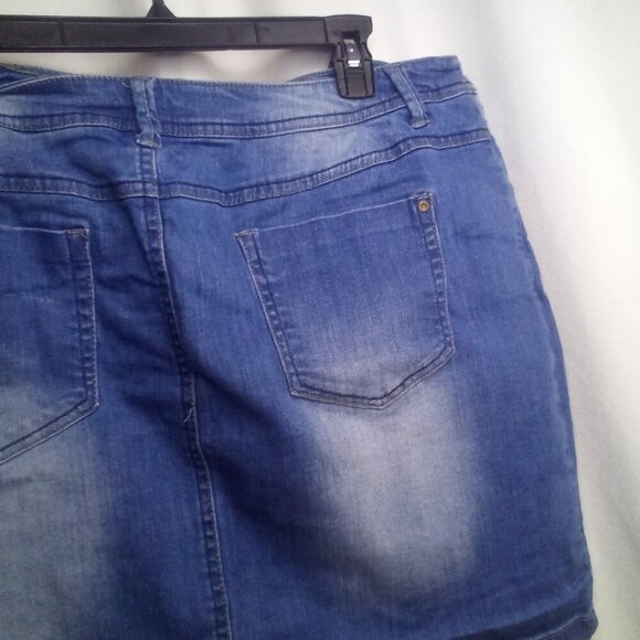 Promod Denim Skirt 16 Women Short Stretch Pockets Blue - Picture 16 of 16